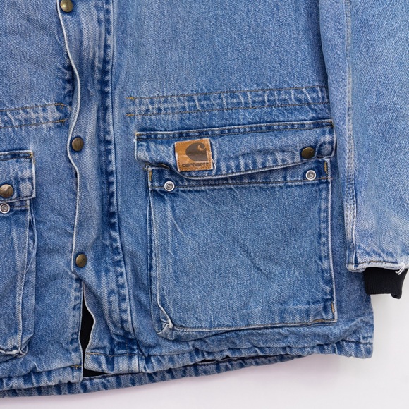 Vintage Carhartt Workwear Quilted Lined Denim Chore Jean Jacket USA Made Medium - Picture 5 of 6